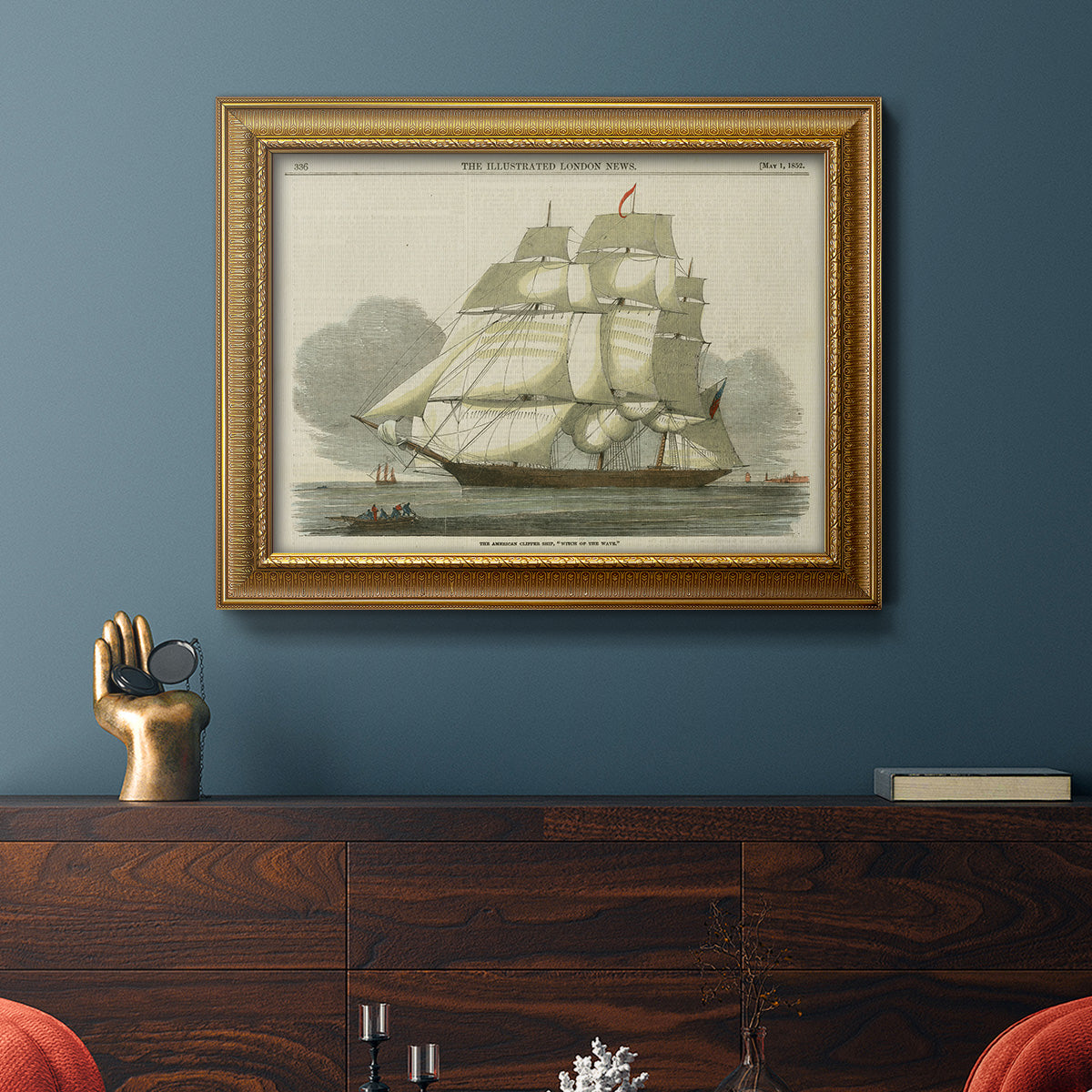 Antique Clipper Ship II - Ornate Framed Canvas Print