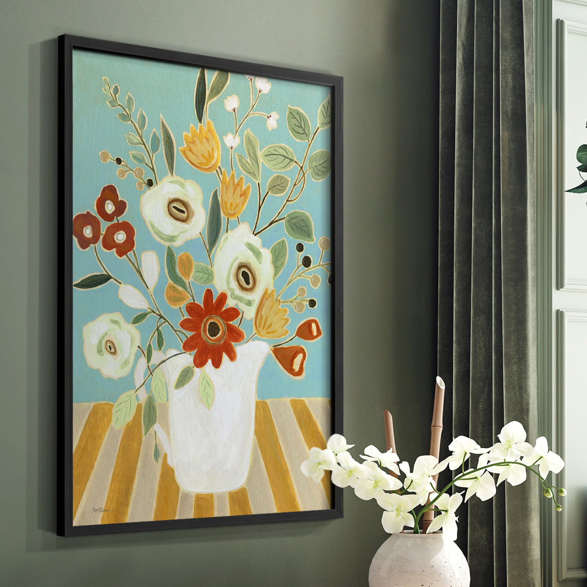 Joyful Blossoms I - Restickable Framed Art Print
