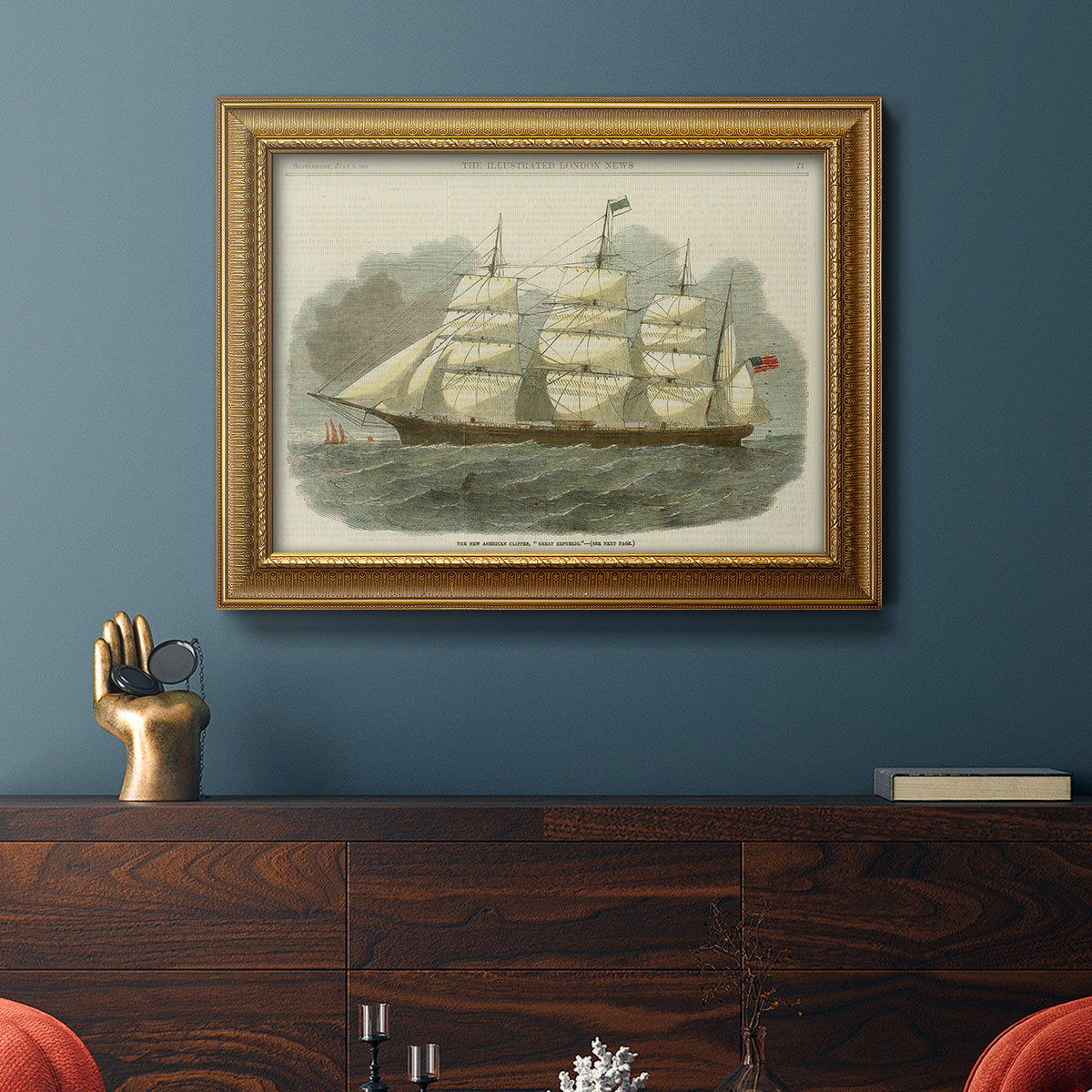 Antique Clipper Ship IV - Ornate Framed Canvas Print