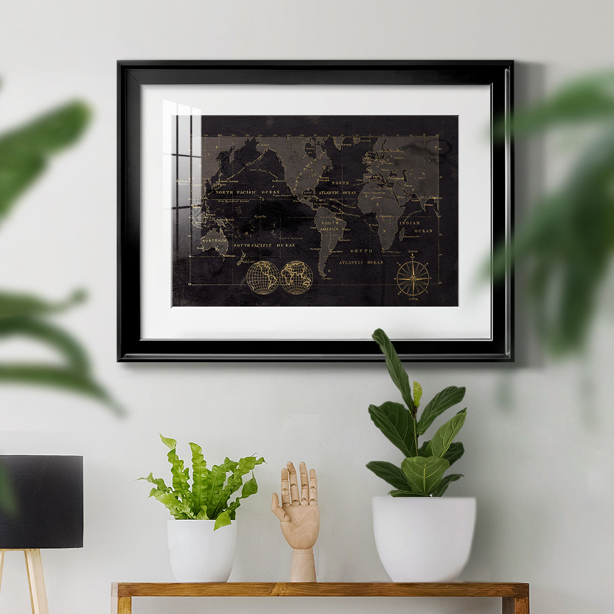 Black Gold Map - Modern Framed Art Print
