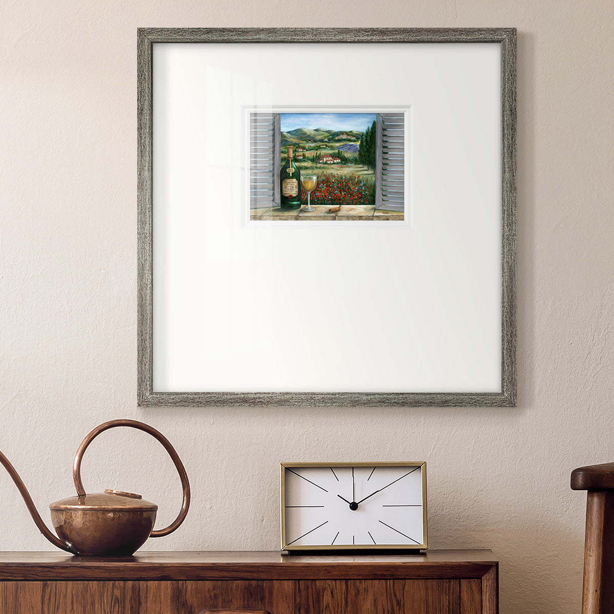 Tuscan White and Poppies - Double Matboard Framed Print