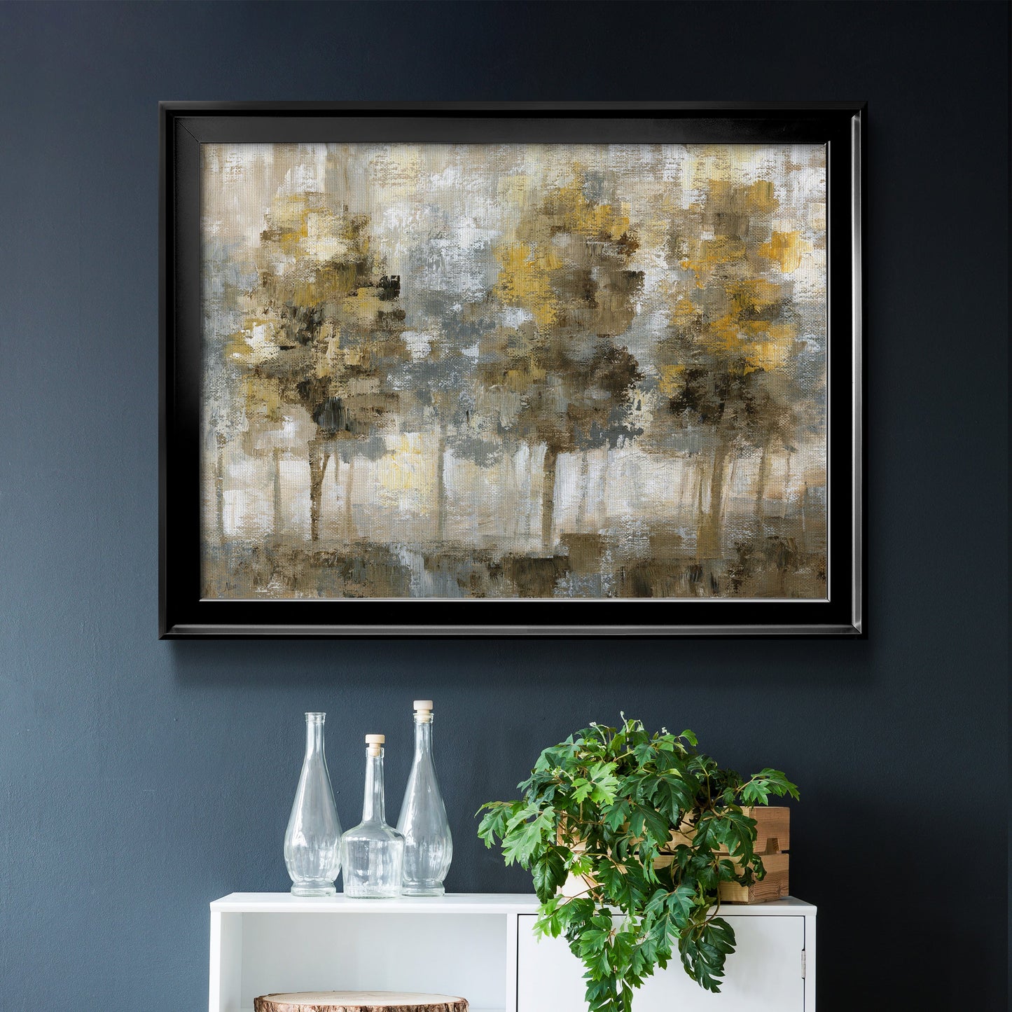 Linen Trees - Modern Framed Canvas Print