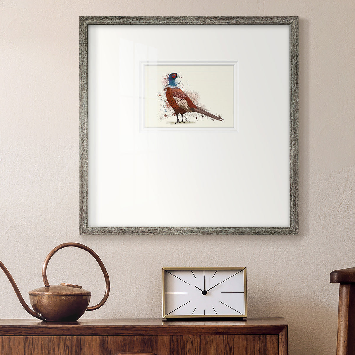 Pheasant Splash 5 - Double Matboard Framed Print