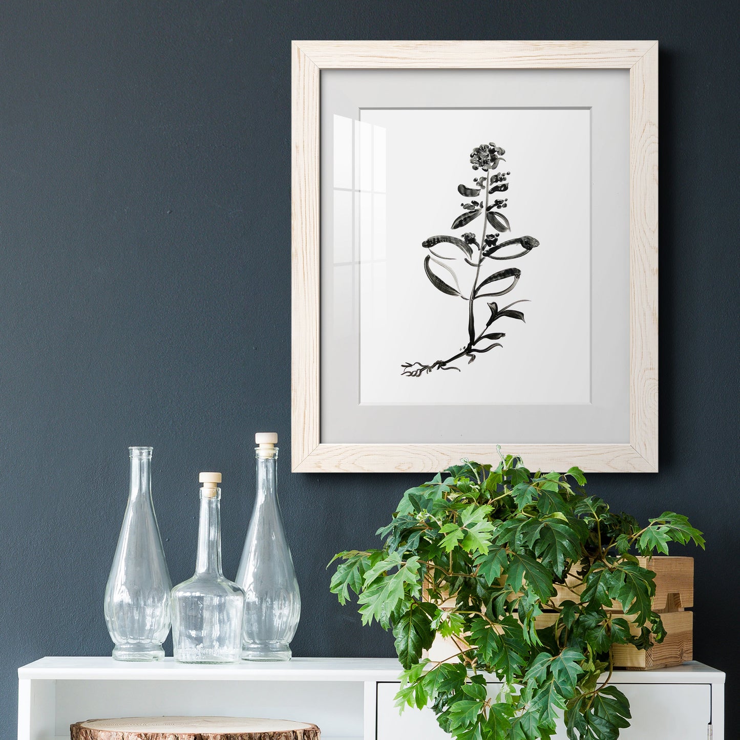 Inky Botanical III - Barnwood Framed Art Print