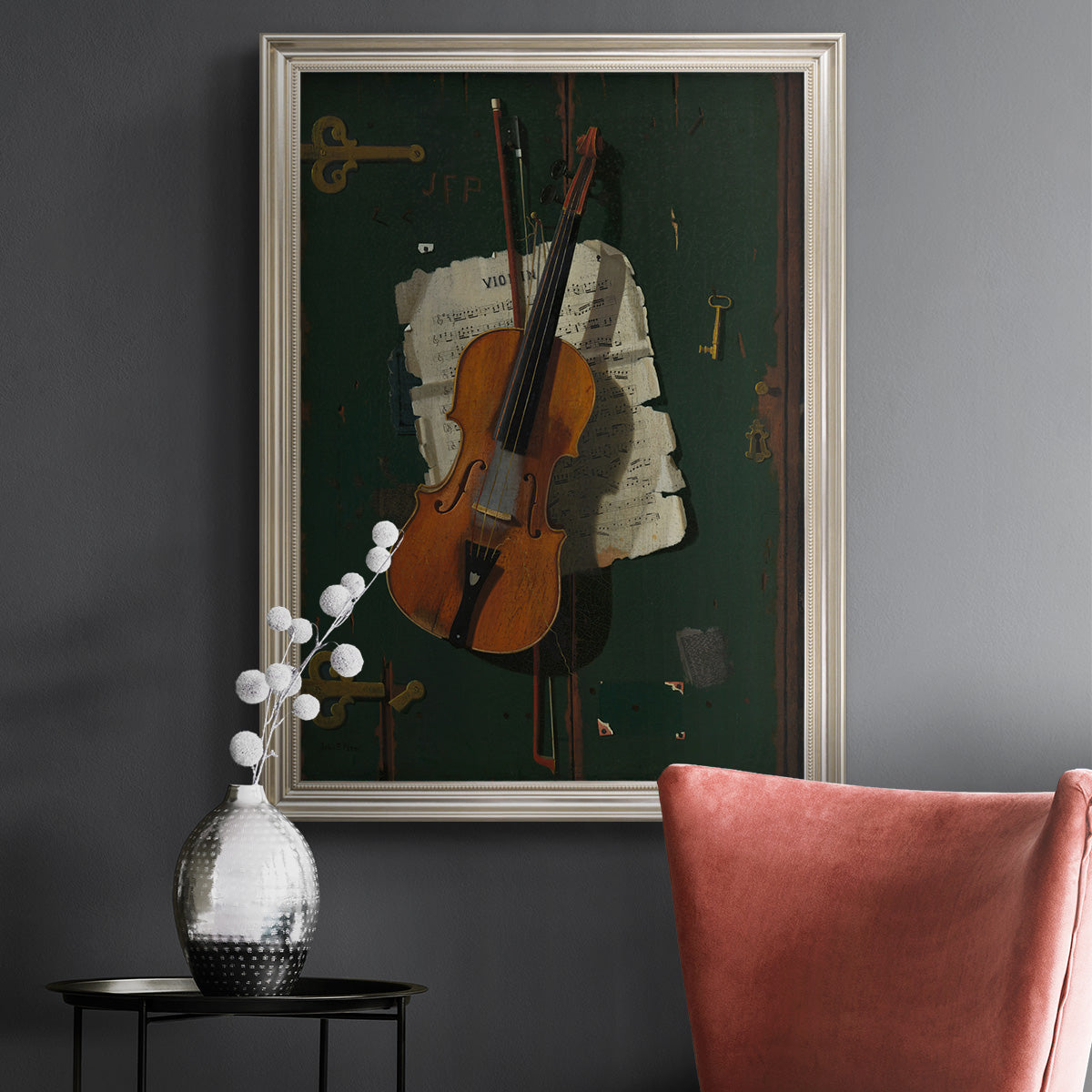 The Old Violin - Ornate Framed Canvas Print