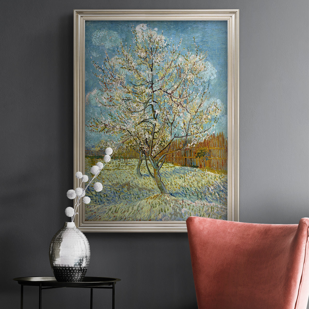 The Pink Peach Tree - Ornate Framed Canvas Print