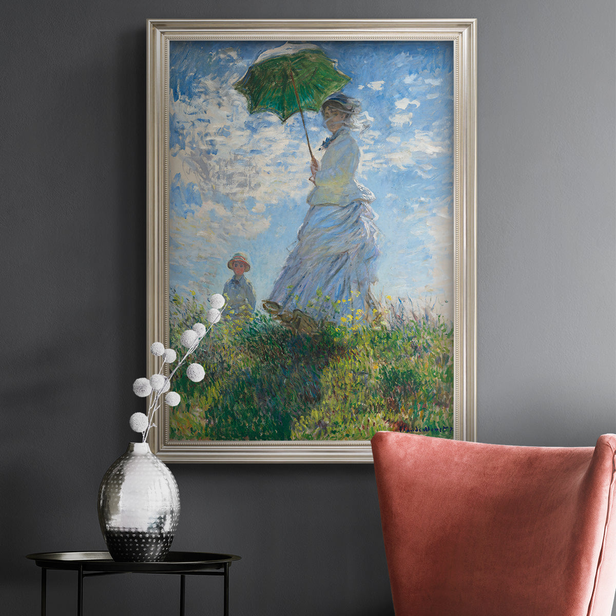 Woman with a Parasol - Ornate Framed Canvas Print