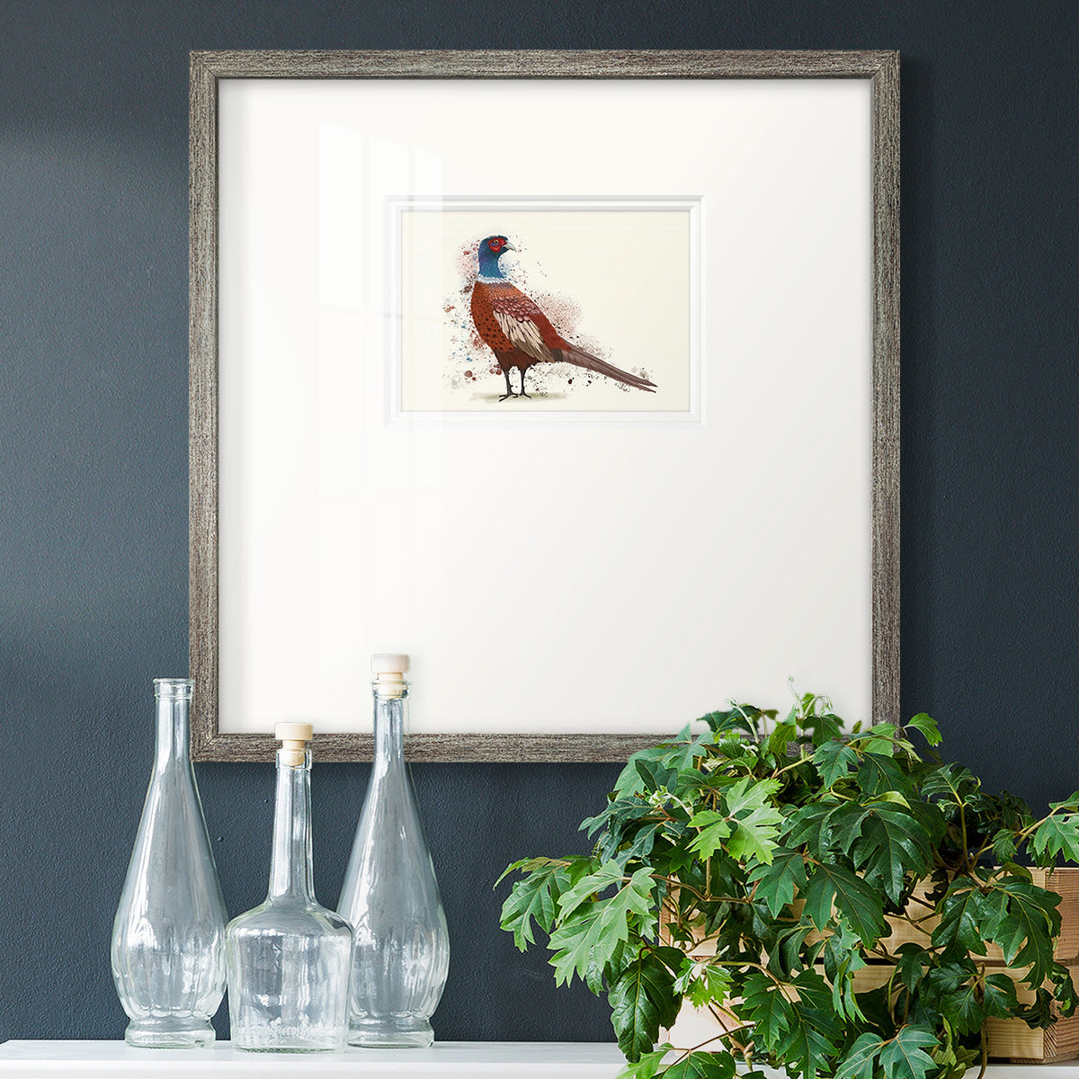 Pheasant Splash 5 - Double Matboard Framed Print