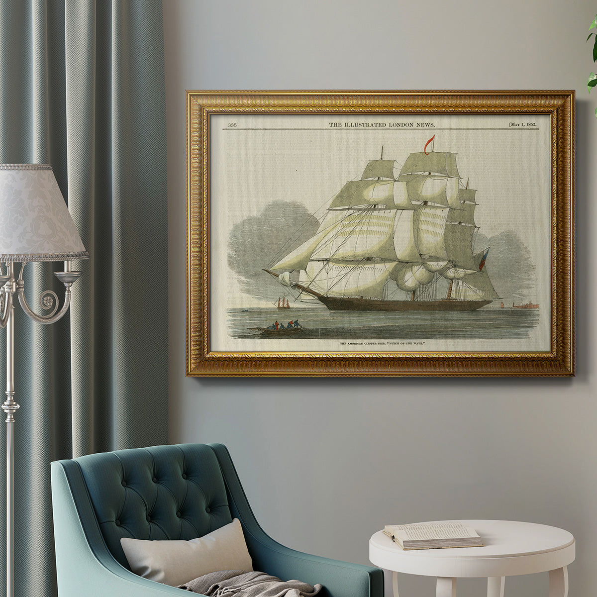 Antique Clipper Ship II - Ornate Framed Canvas Print