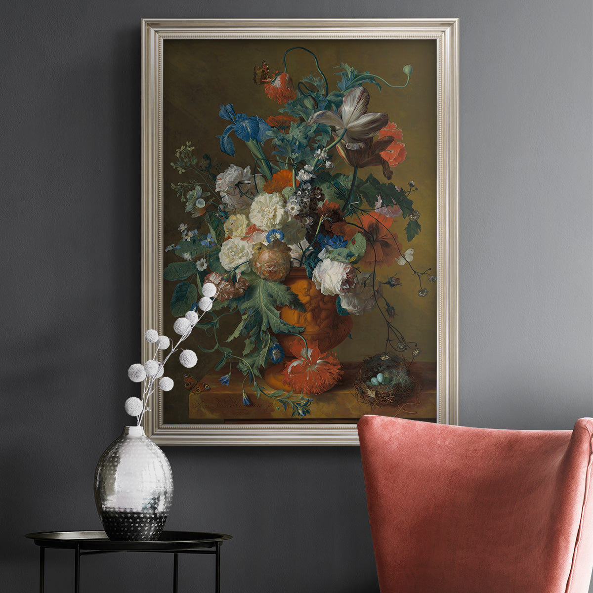 Flowers in an Urn - Ornate Framed Canvas Print