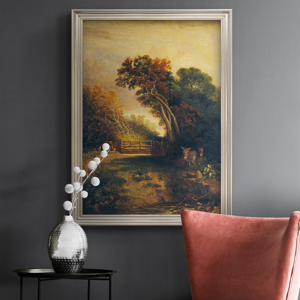 Landscape with Picnickers and Donkeys - Ornate Framed Canvas Print