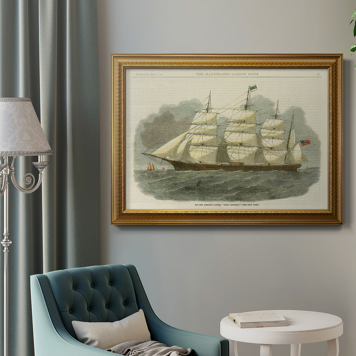 Antique Clipper Ship IV - Ornate Framed Canvas Print