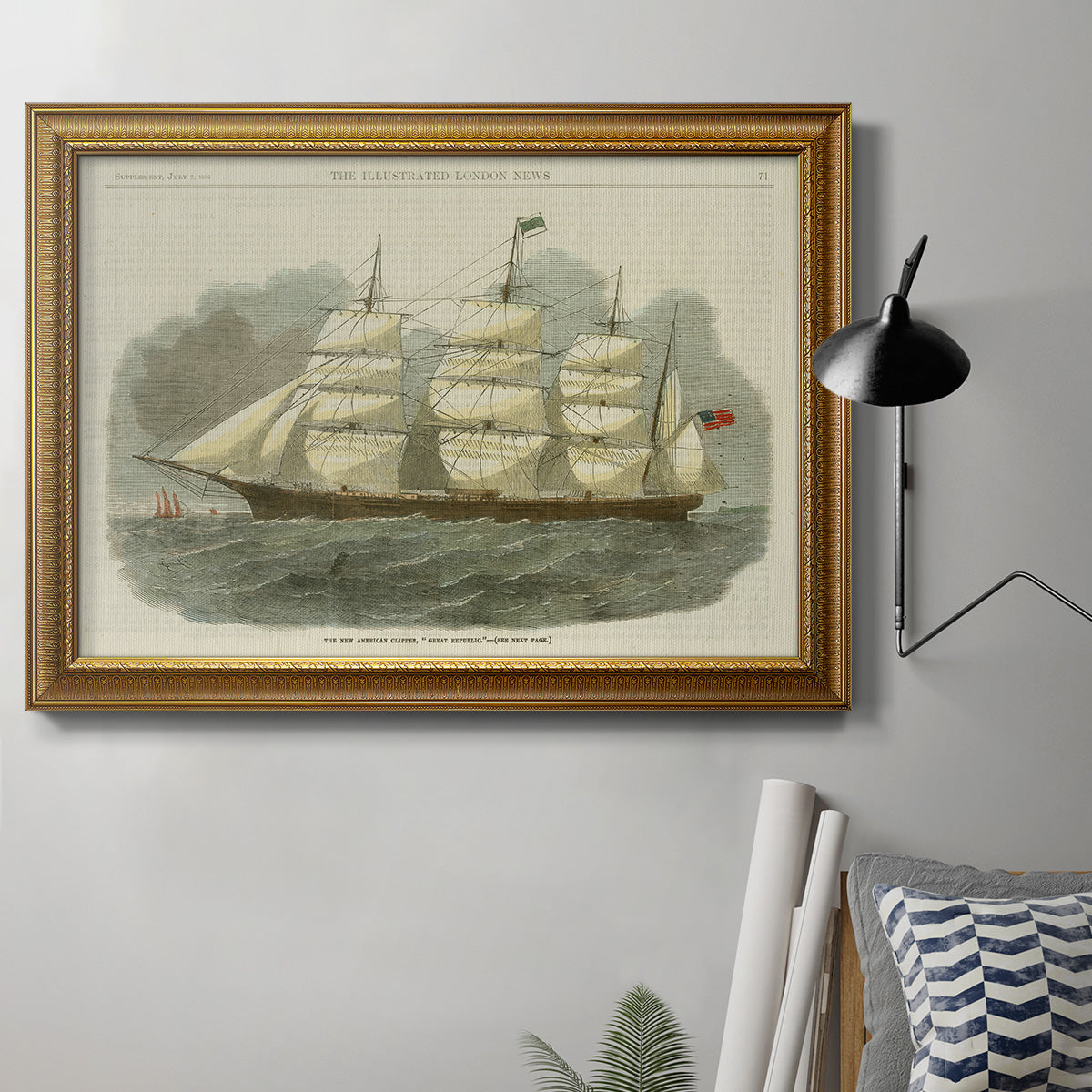 Antique Clipper Ship IV - Ornate Framed Canvas Print
