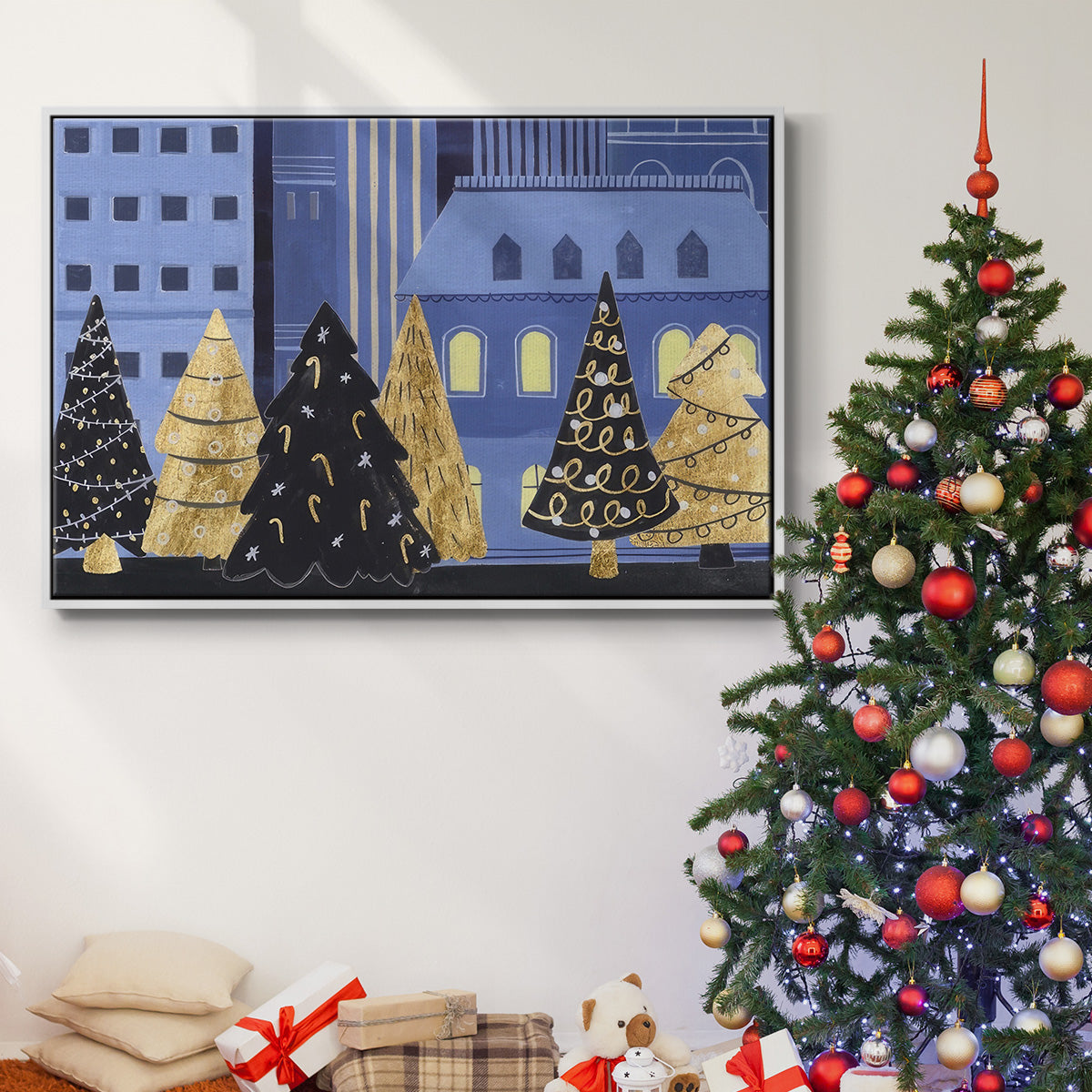 Holiday Night Collection A - Floater Framed Canvas Print