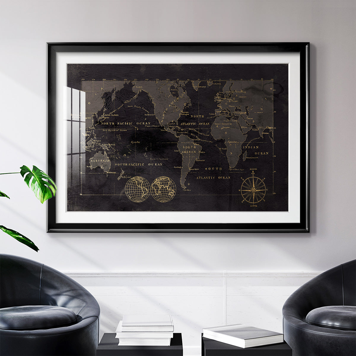 Black Gold Map - Modern Framed Art Print