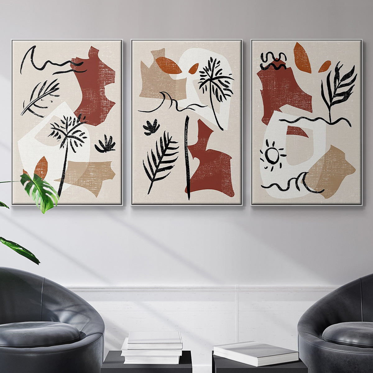 Soft Palms IV - Floater Framed Canvas Set