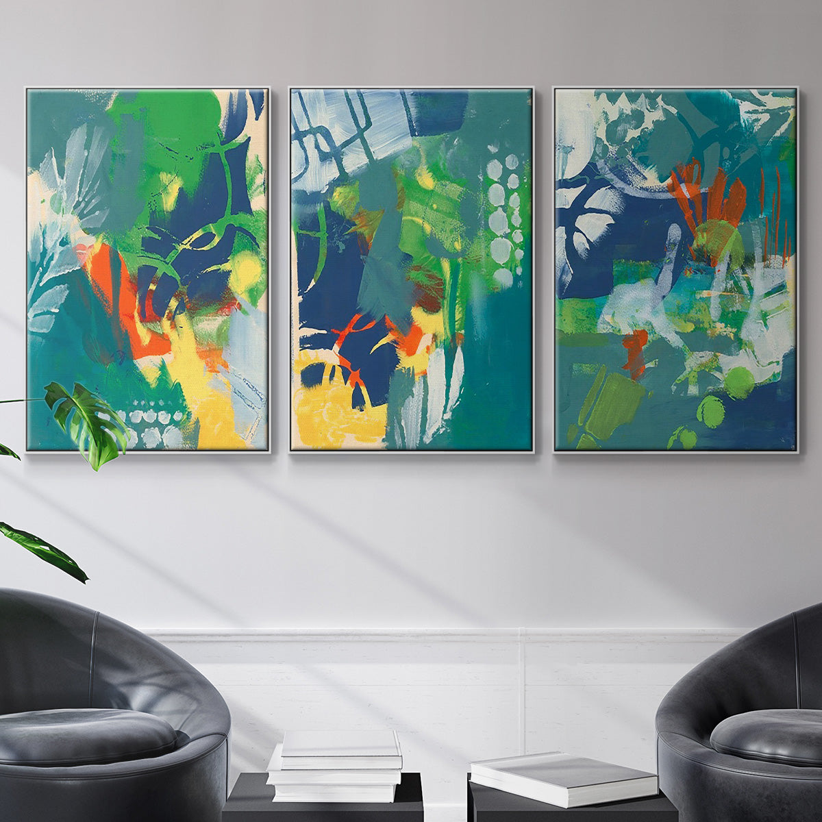 Tropical Graphics I - Floater Framed Canvas Set