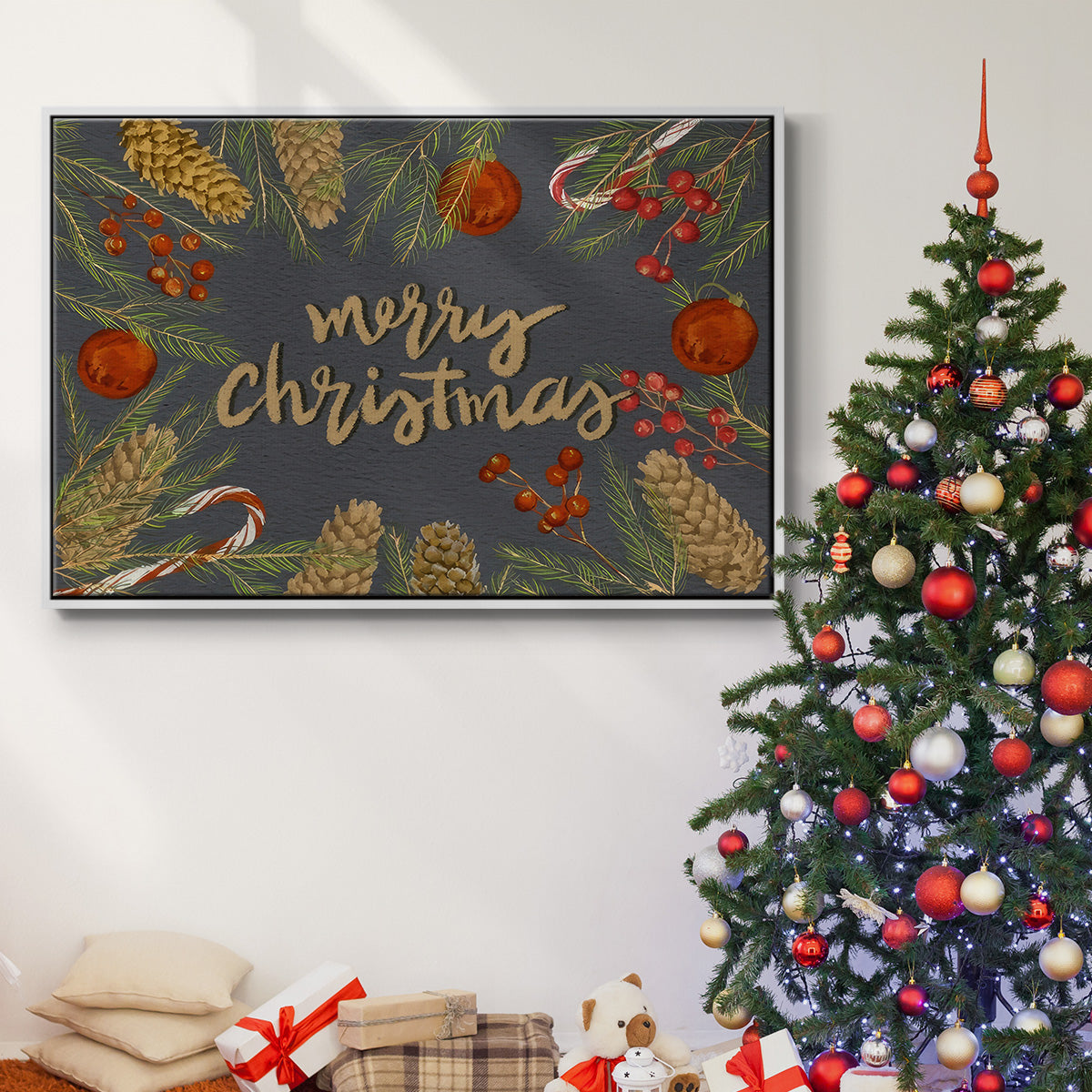 Holiday Sentiment I - Floater Framed Canvas Print