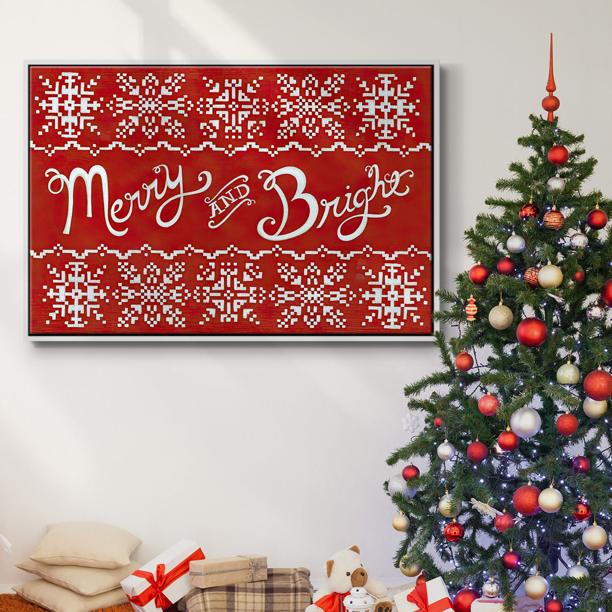Fair Isle Snowflake I - Floater Framed Canvas Print