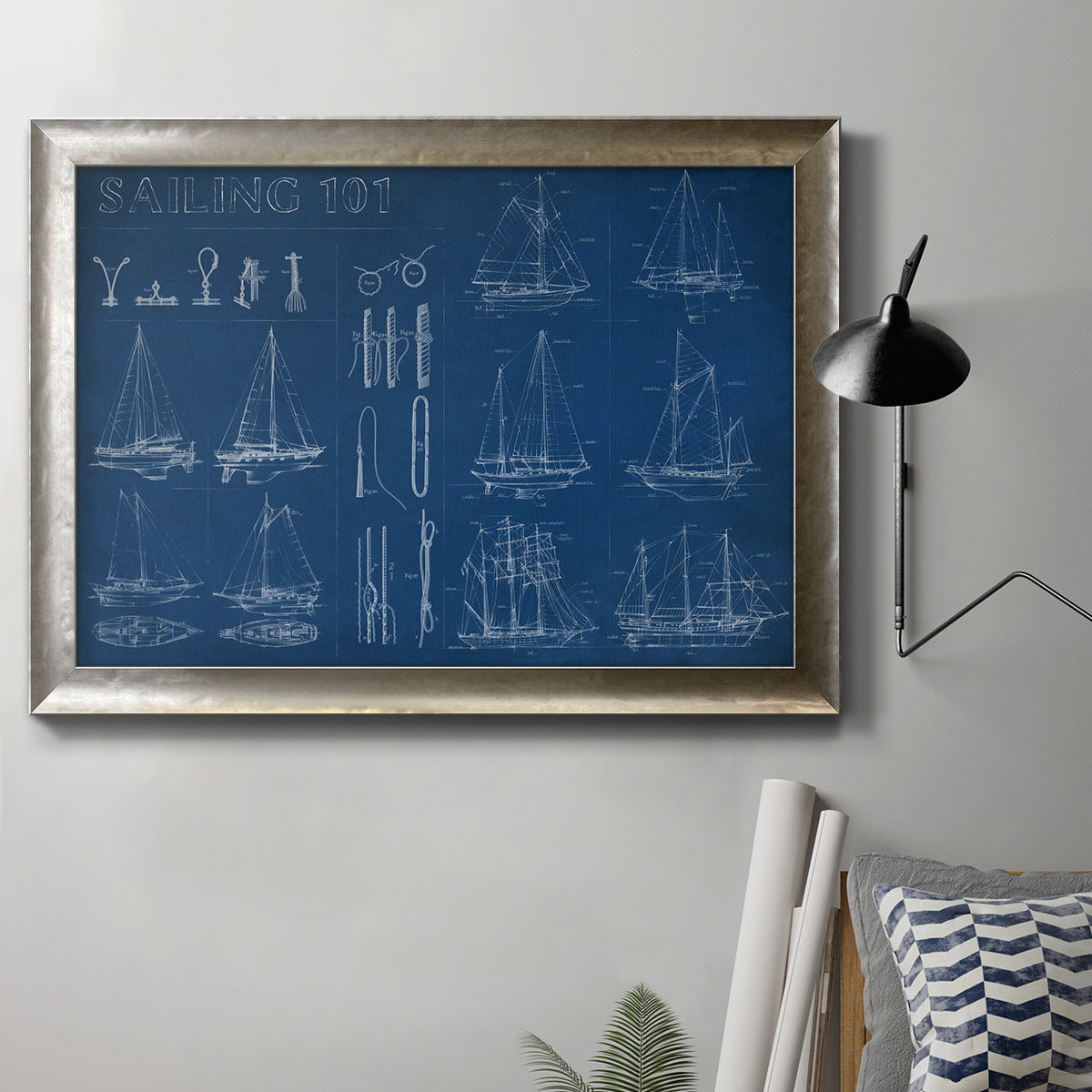 Sailing Infograph - Ornate Framed Canvas Print