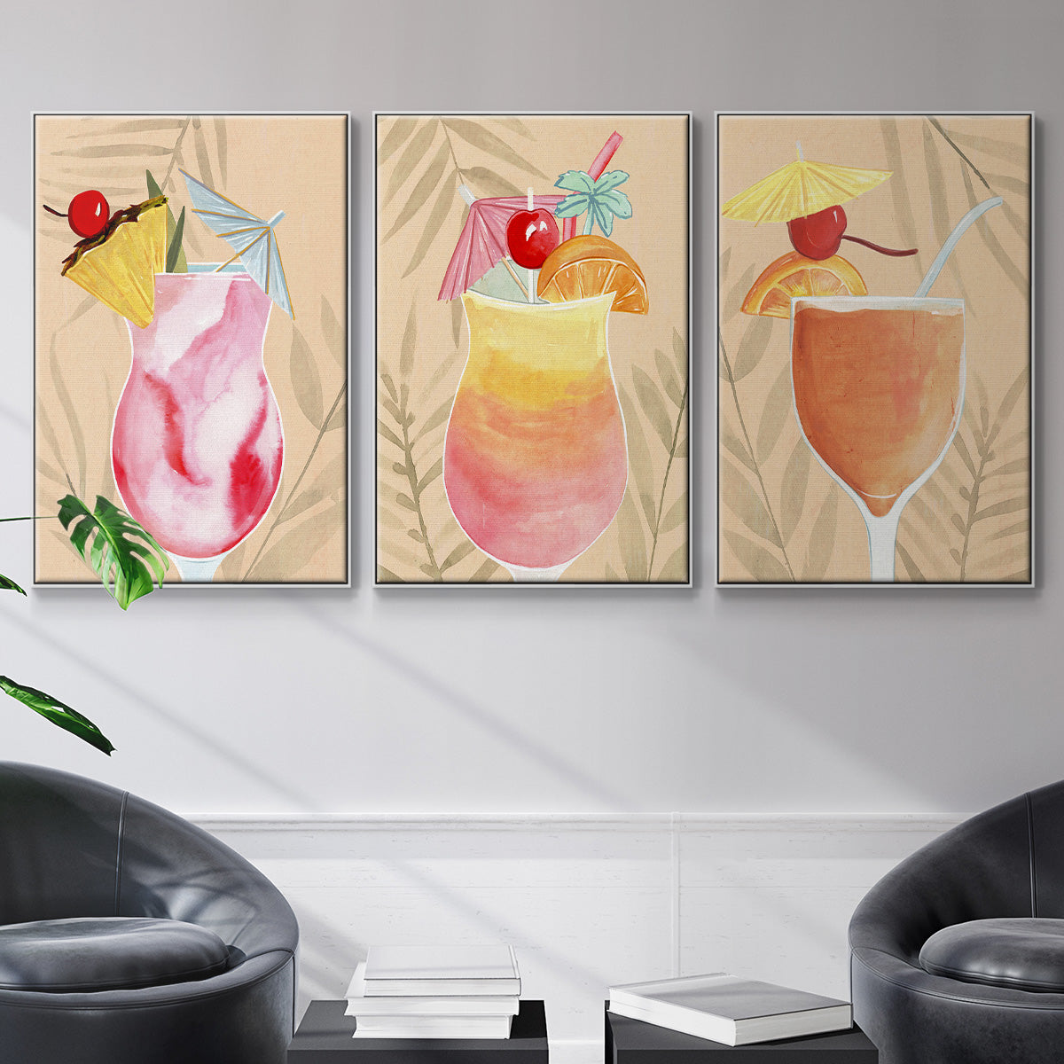 Tropical Cocktail I - Floater Framed Canvas Set