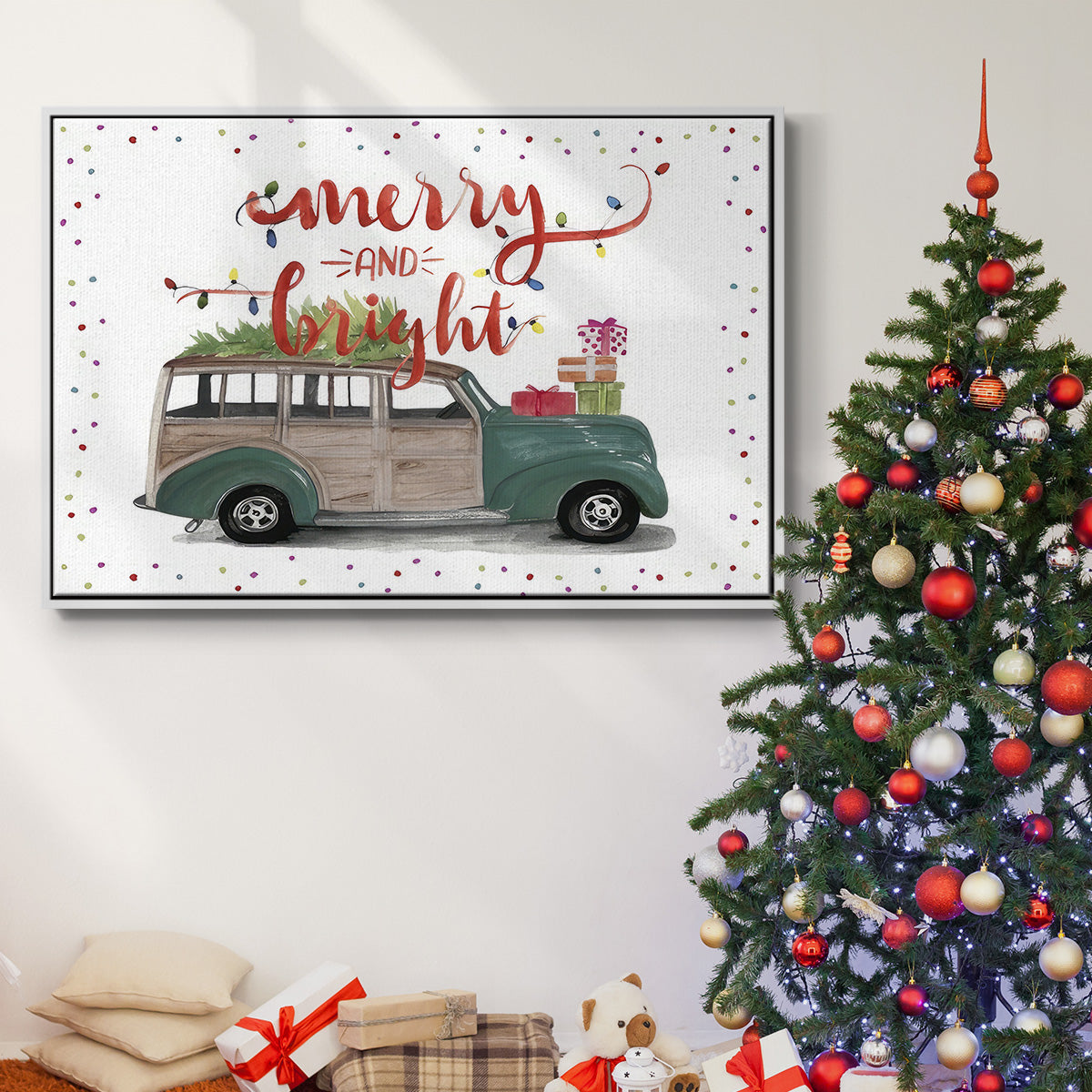 Christmas Cars Collection A - Floater Framed Canvas Print