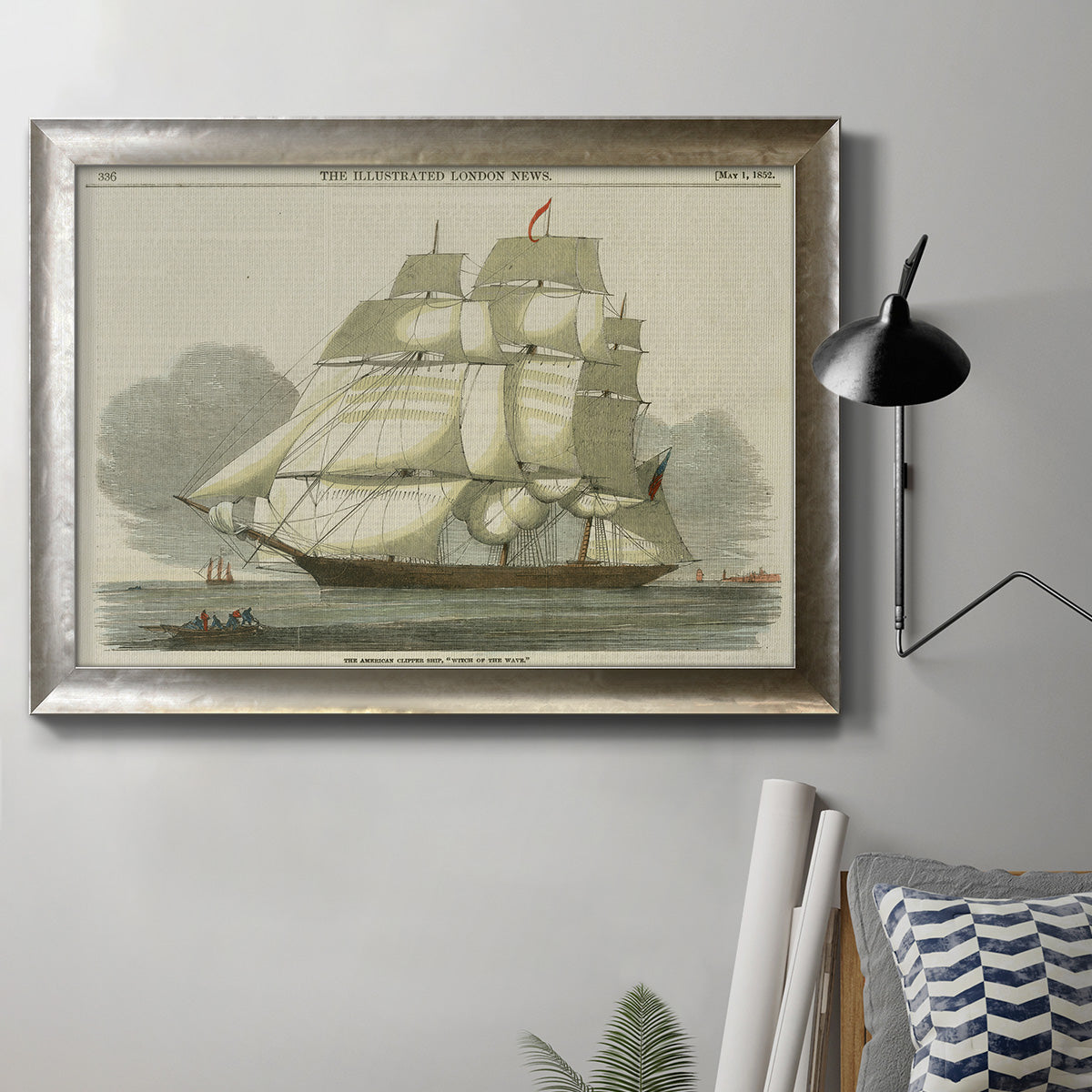 Antique Clipper Ship II - Ornate Framed Canvas Print