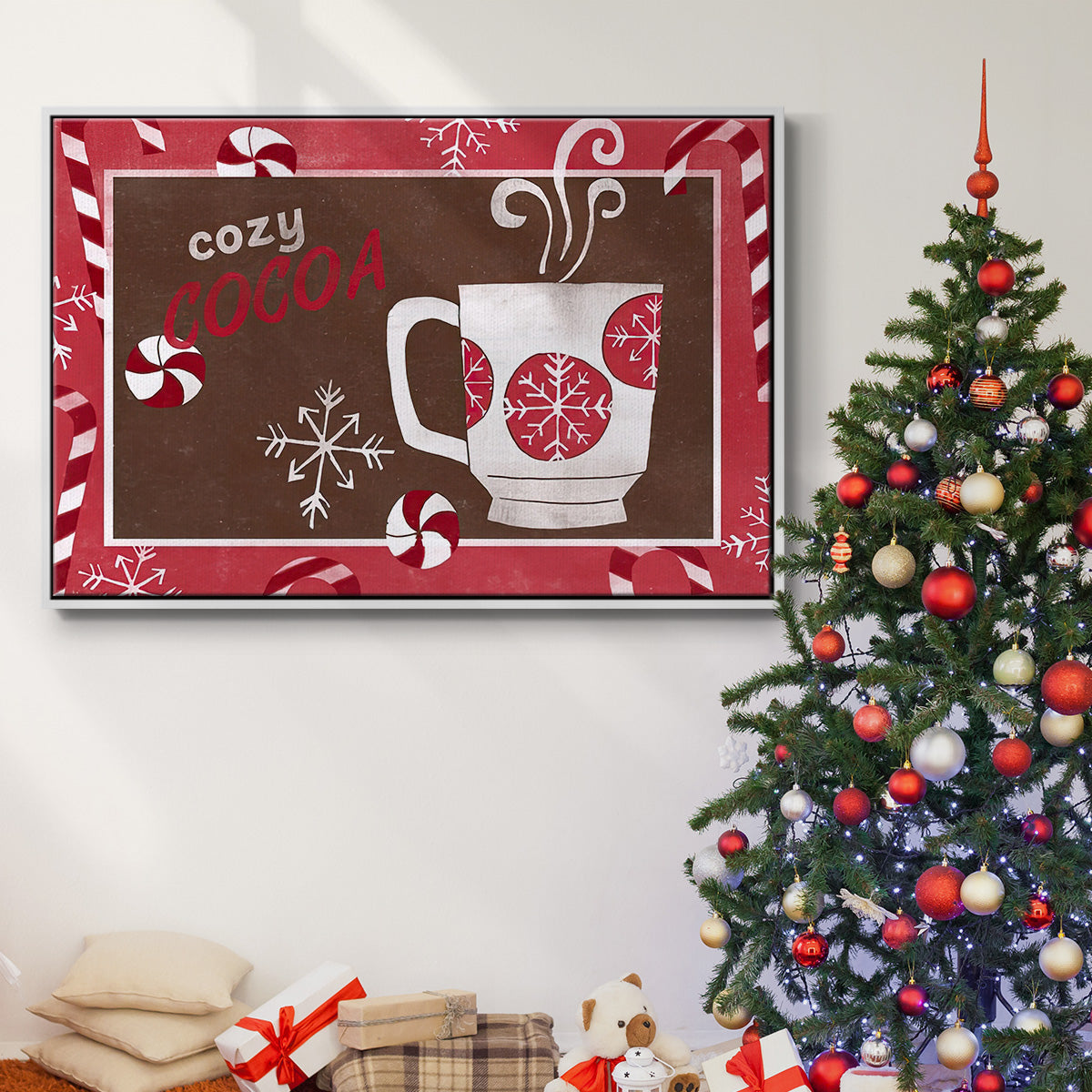 Cozy Cocoa Christmas Collection A - Floater Framed Canvas Print