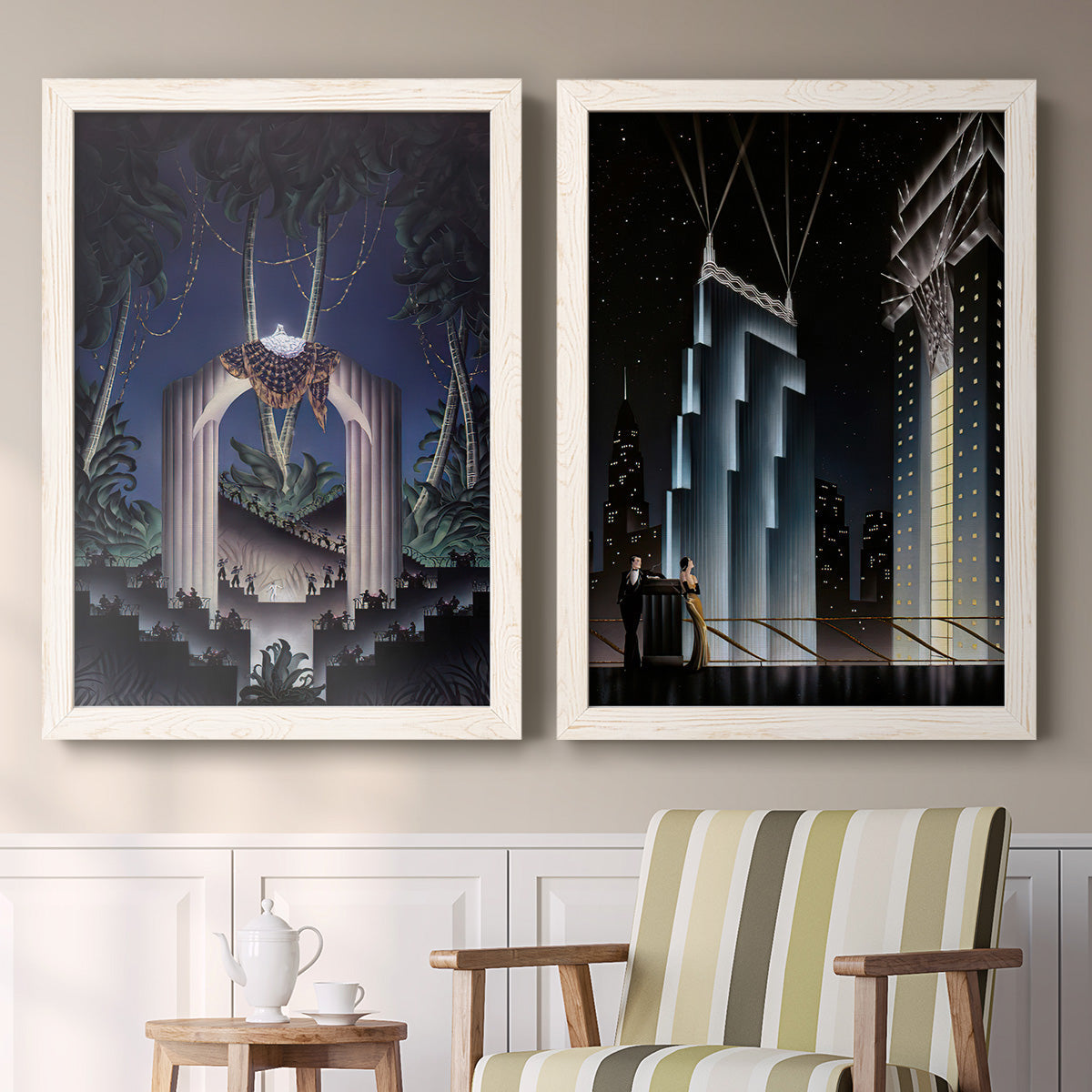 Deco Paradise - Barnwood Framed Canvas Set