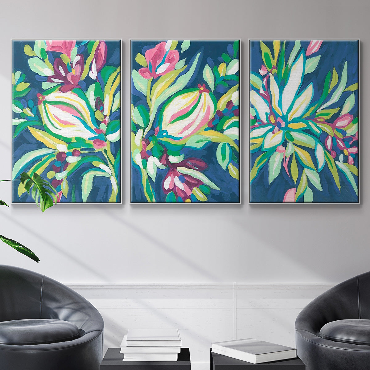 Blue Tropics I - Floater Framed Canvas Set