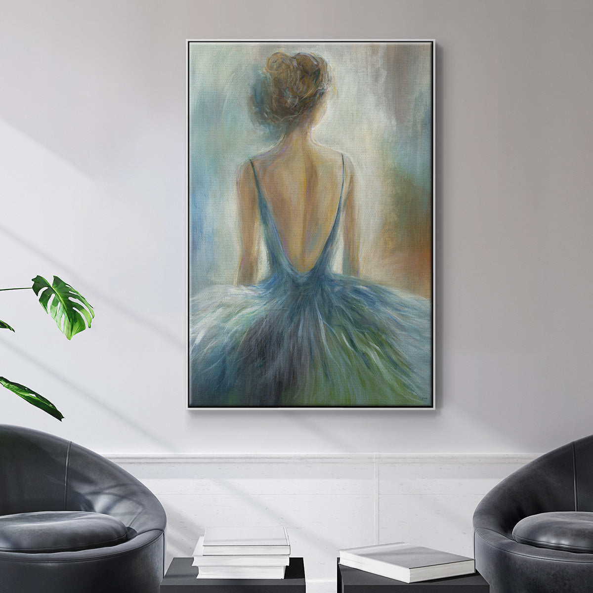 Lady in Blue - Floater Framed Canvas Print