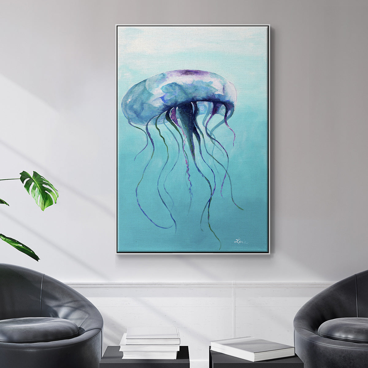 Jelly Fish - Floater Framed Canvas Print