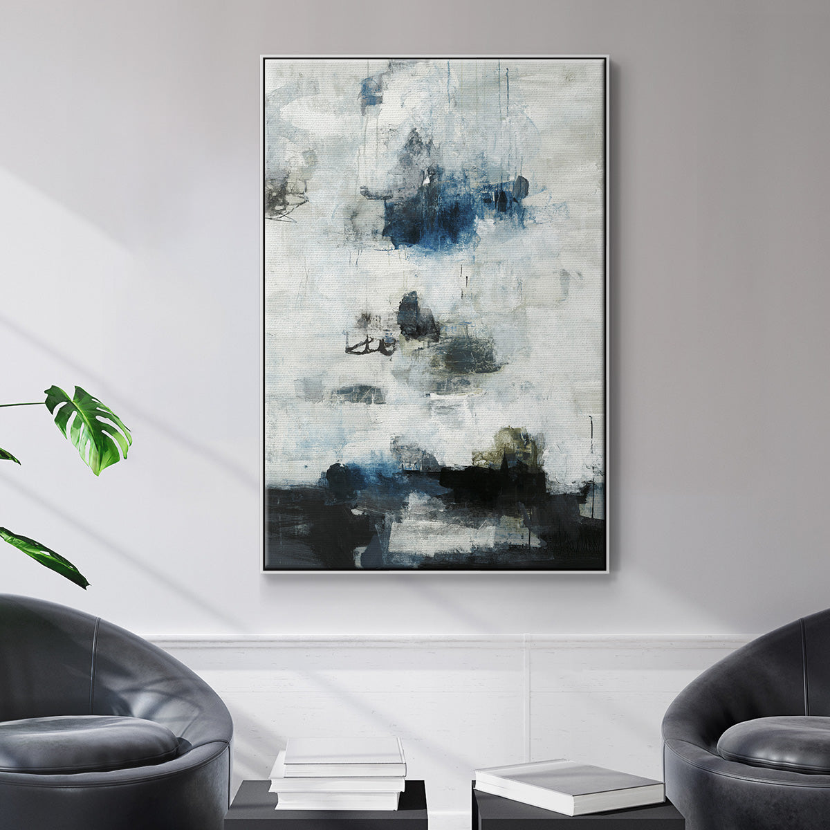 Black & Blue - Floater Framed Canvas Print