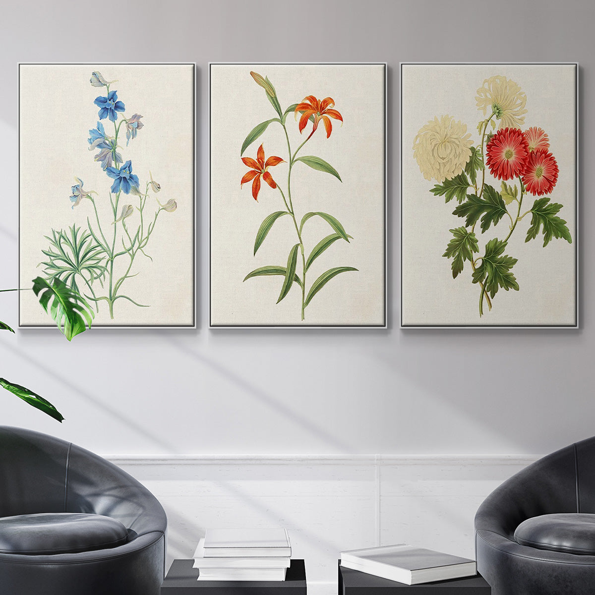 Flowers of the Seasons I - Floater Framed Canvas Set