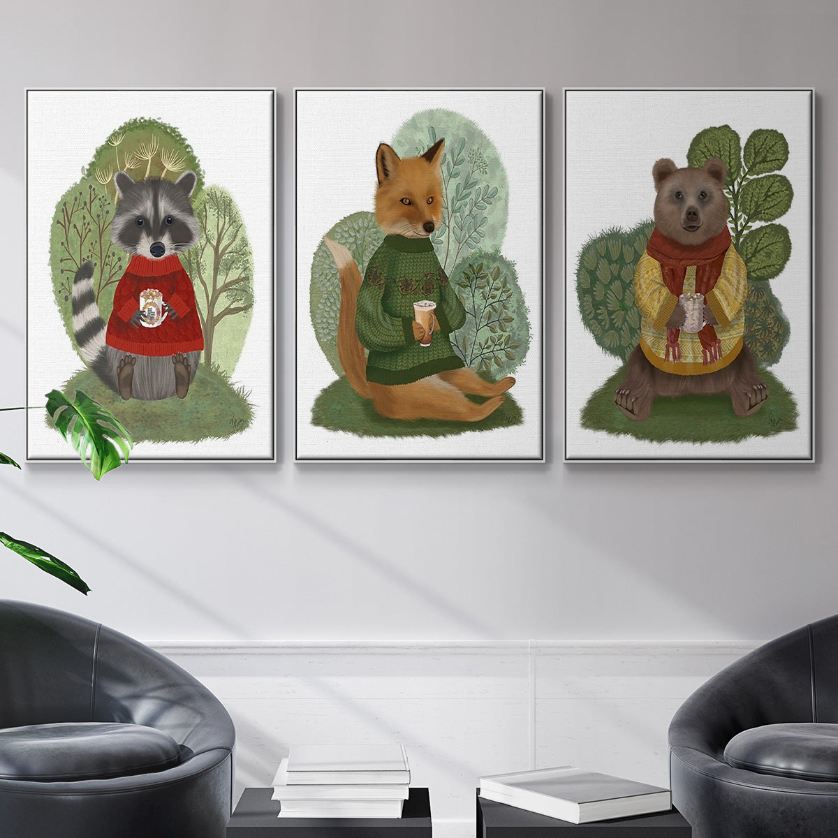 Hot Chocolate Bear - Floater Framed Canvas Set