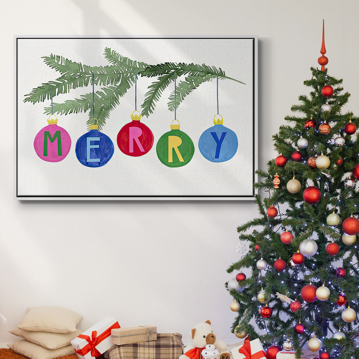 Colorful Christmas Collection A - Floater Framed Canvas Print