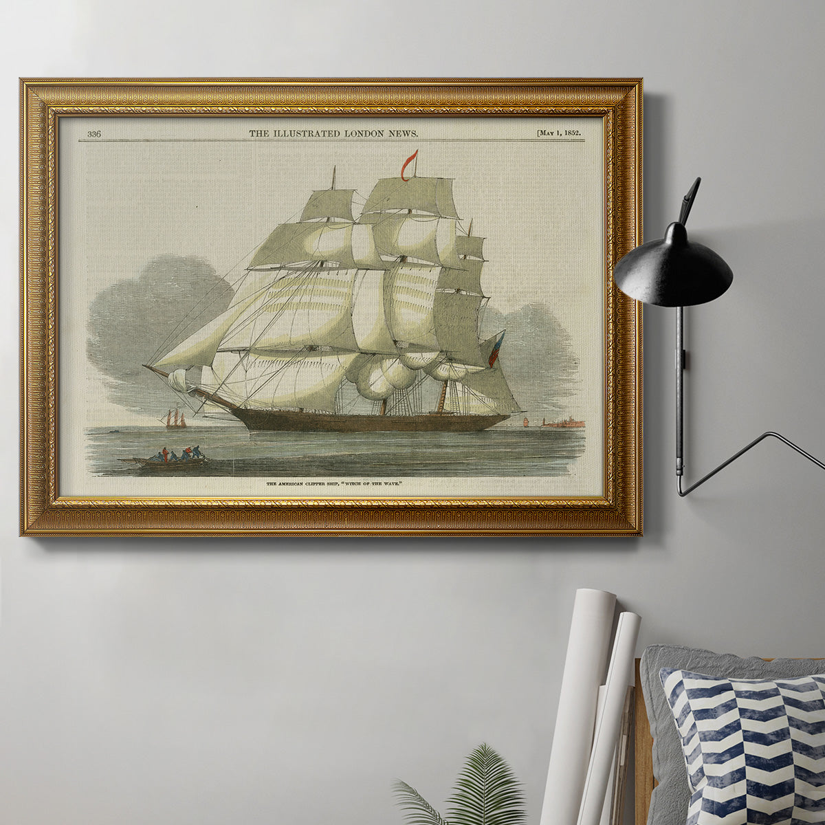 Antique Clipper Ship II - Ornate Framed Canvas Print