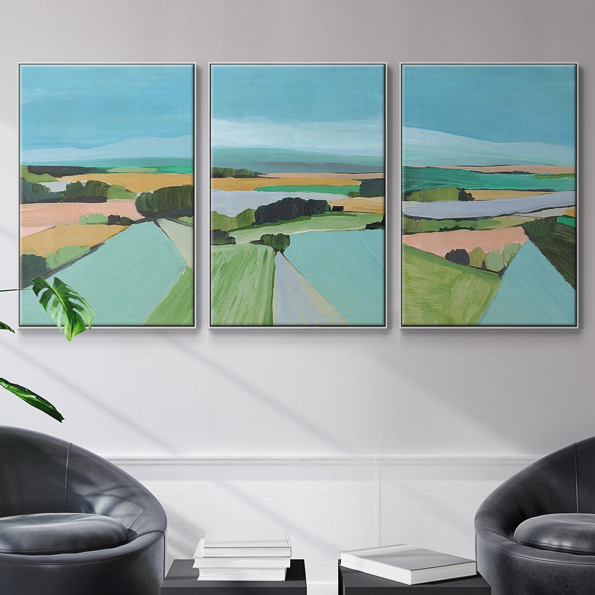 Bright Colored Countryside I - Floater Framed Canvas Set