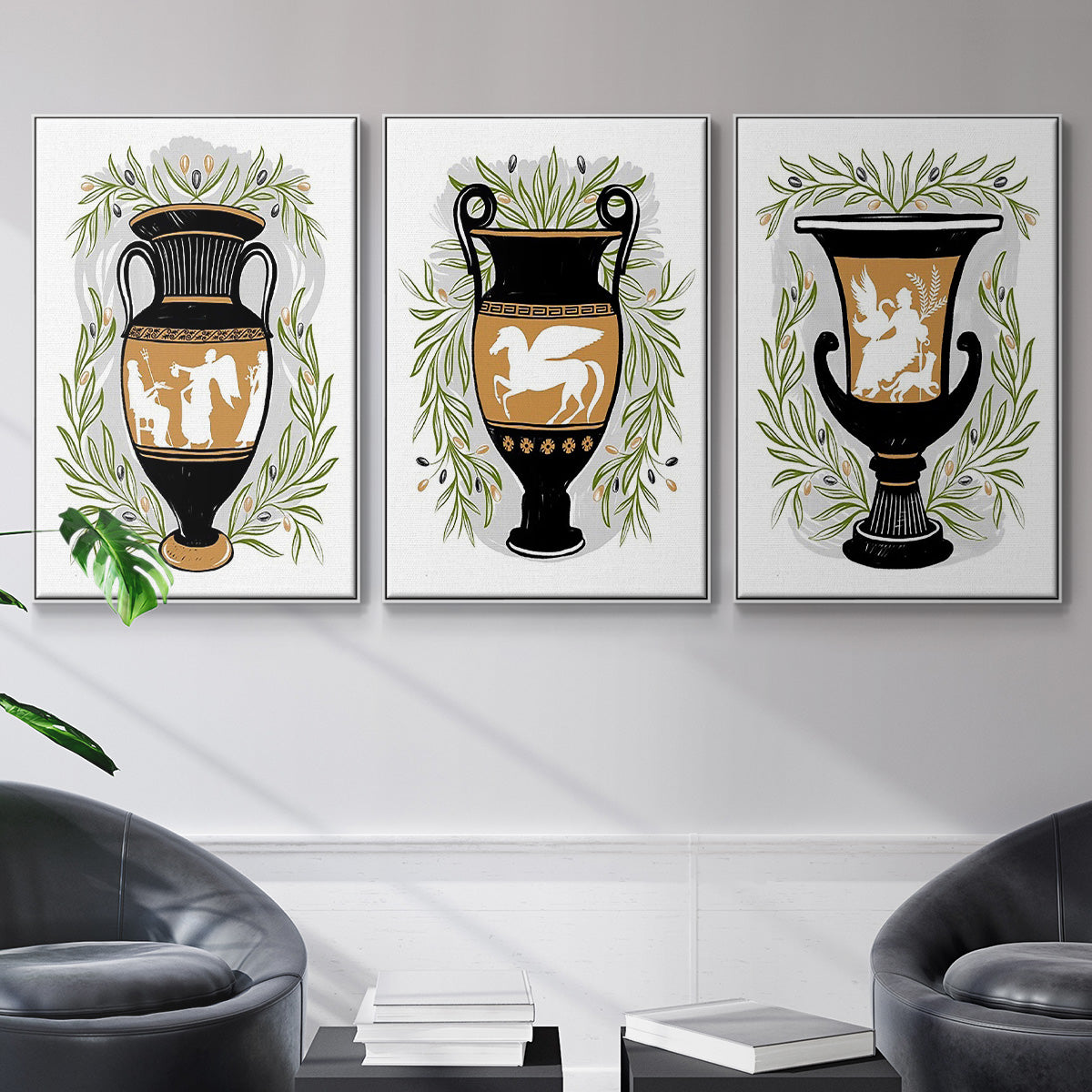 Greek Vases I - Floater Framed Canvas Set