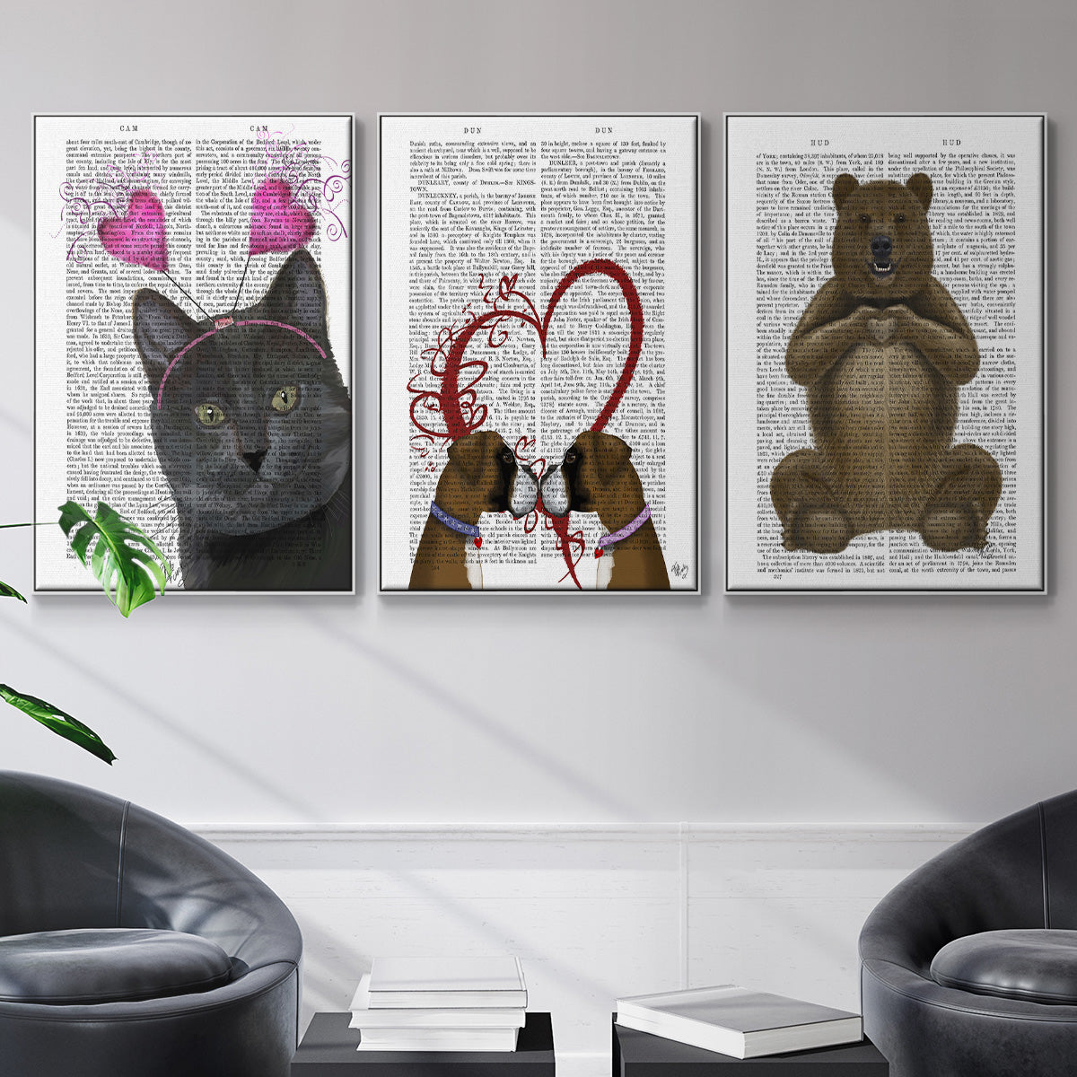 Bear and Hand Heart - Floater Framed Canvas Set