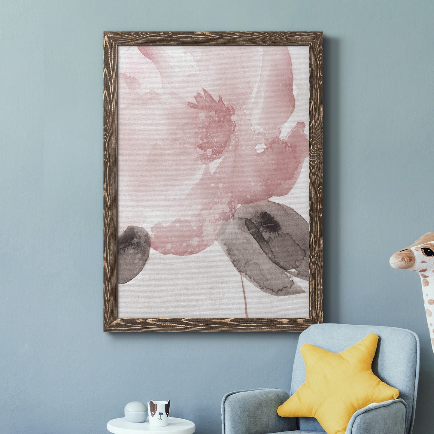 Blush Bloom I - Barnwood Framed Canvas Print