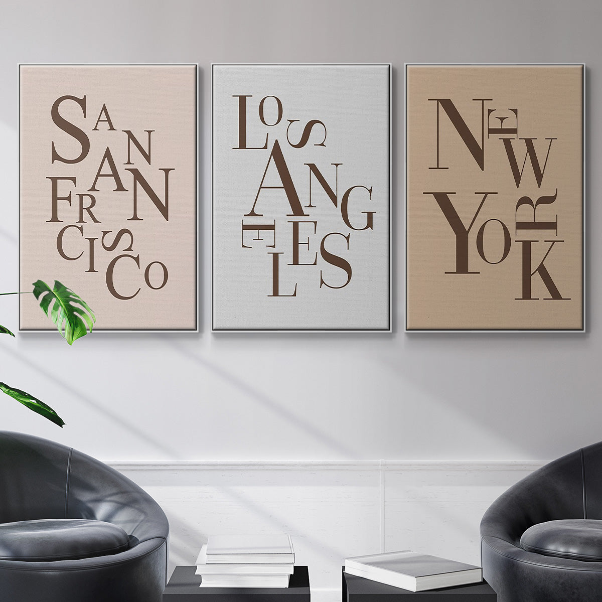 Neutral City Center Type I - Floater Framed Canvas Set
