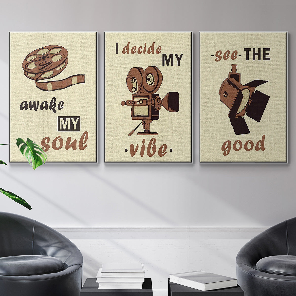 Movie Time I - Floater Framed Canvas Set