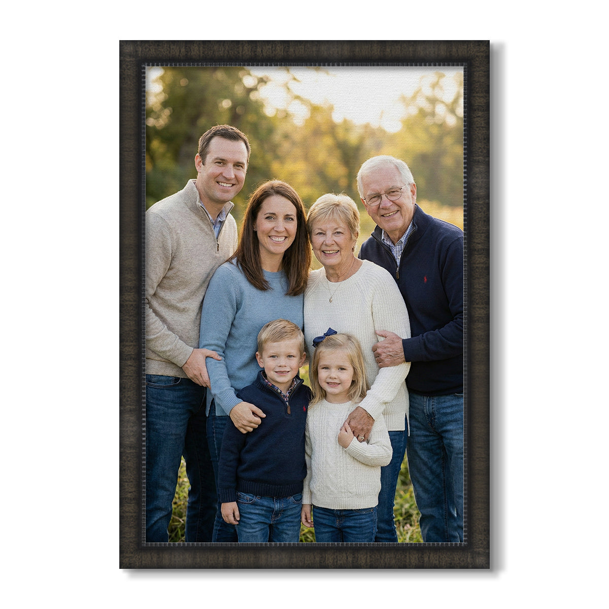 Custom canvas photo print with 7116 Antique Gold ornate wood frame