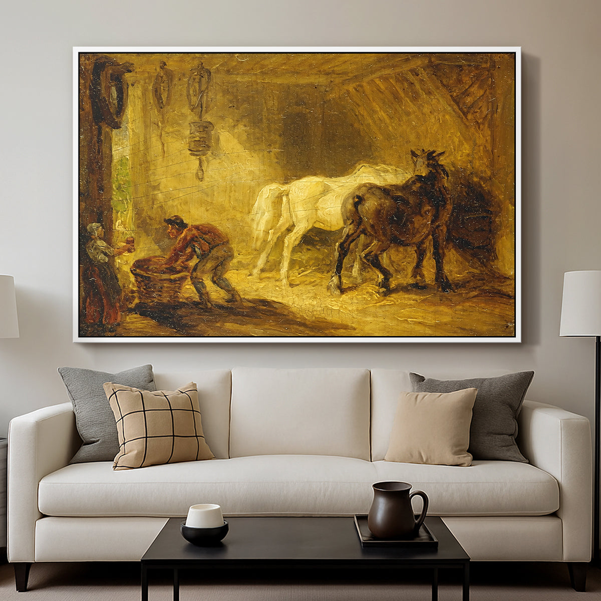 Heath Ewe and Lambs, 1810 - Floater Framed Canvas Print