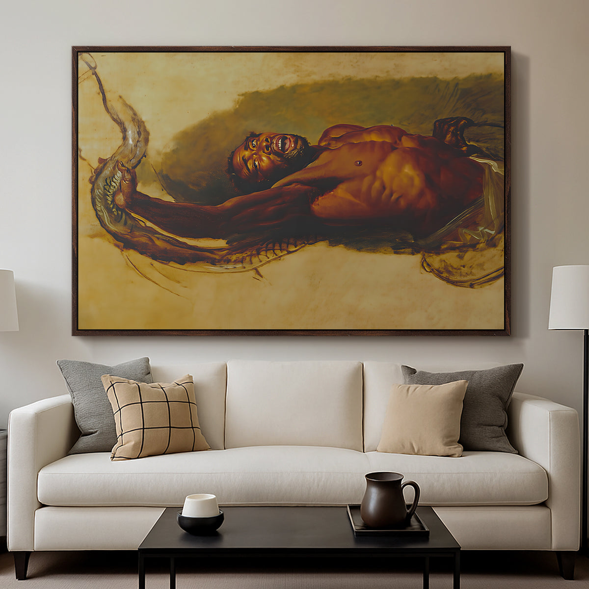 Man Struggling with a Boa Constrictor, c. 1803 - Floater Framed Canvas Print