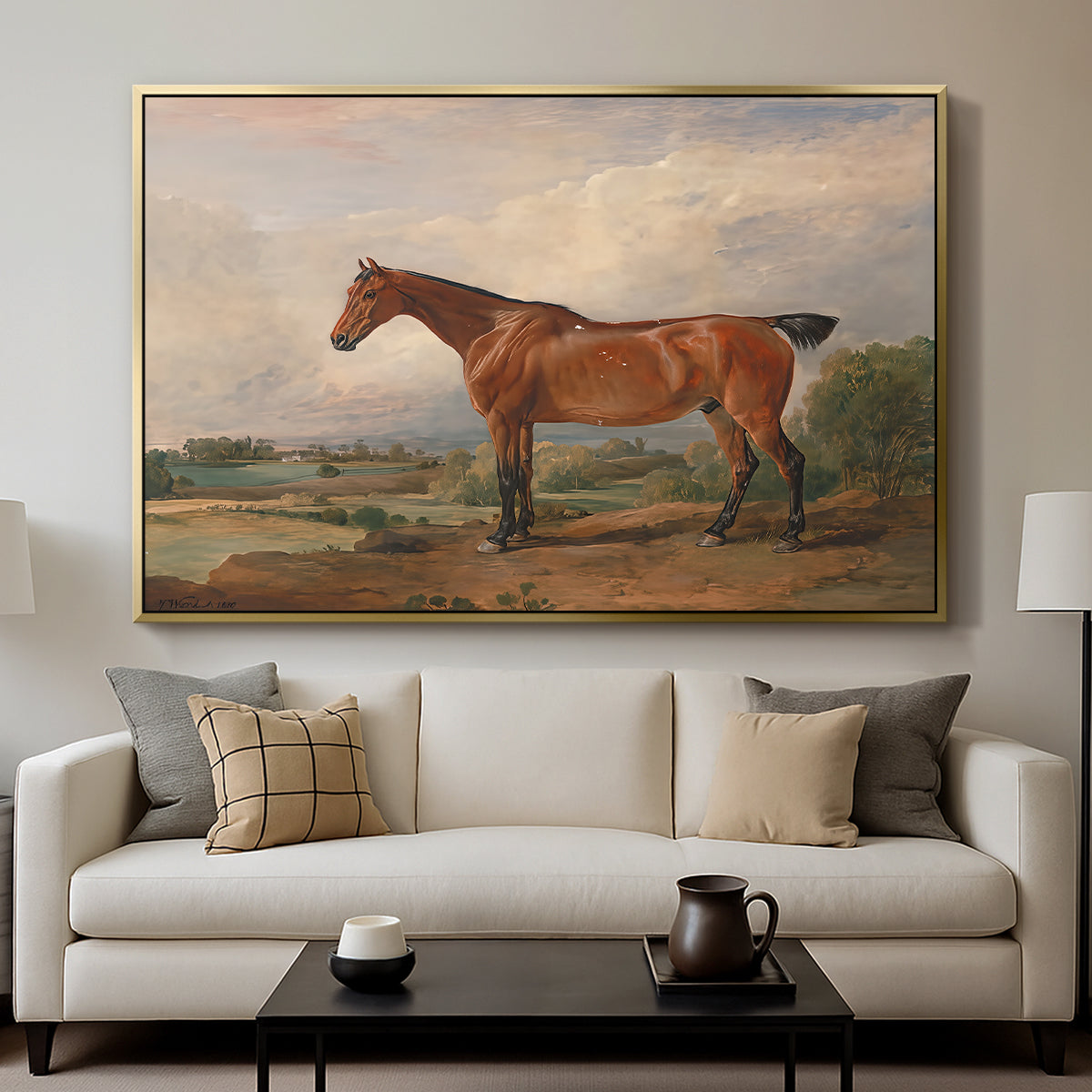 A Hunter in a Landscape, c. 1810 - Floater Framed Canvas Print