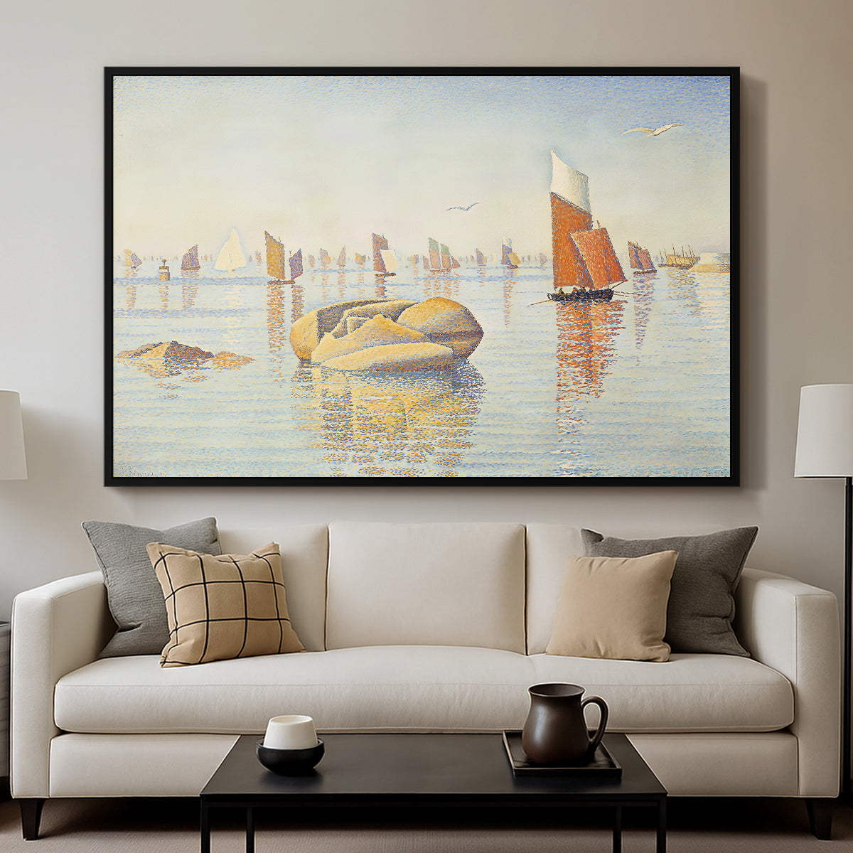 Concarneau, Quiet Morning, Opus 219, 1891 - Floater Framed Canvas Print