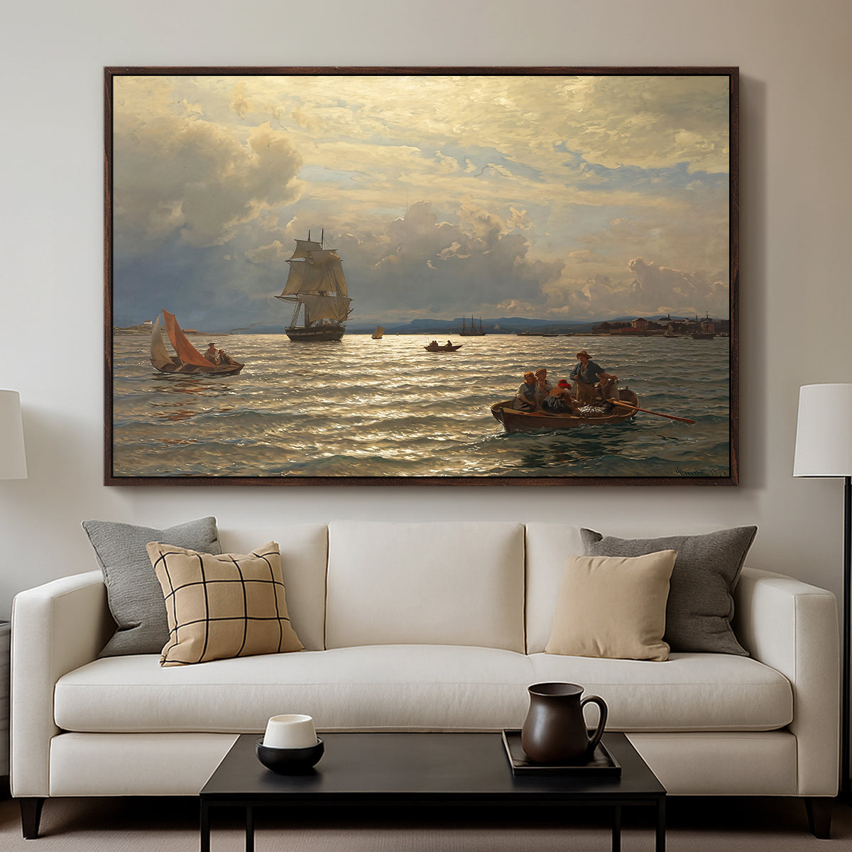 From the Inlet of Oslo, 1874 - Floater Framed Canvas Print