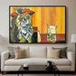 Woman Yelling at a Cat Meme (Picasso Parody) - Floater Framed Canvas Print